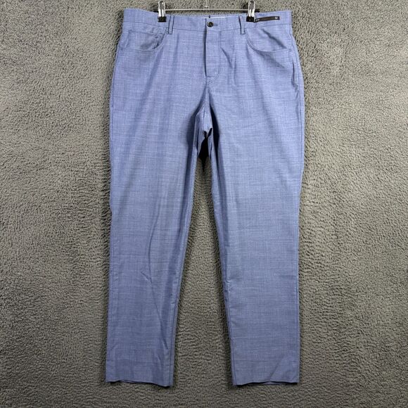 PT01 Pants Mens 36x30 Blue Easy Fit Stretch Wool Blend 5 Pocket Performance - Picture 1 of 14